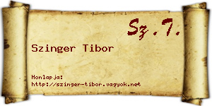 Szinger Tibor névjegykártya